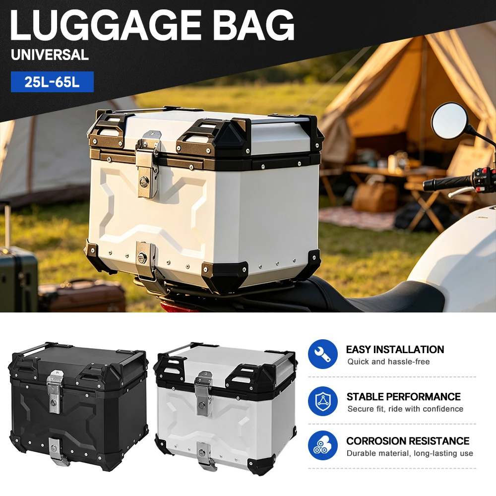 Motorcycle Aluminum Alloy Pattern Box Universal Type 5L-65L Waterproof Shockproof  Embossed Motorcycle Bike Travel Box