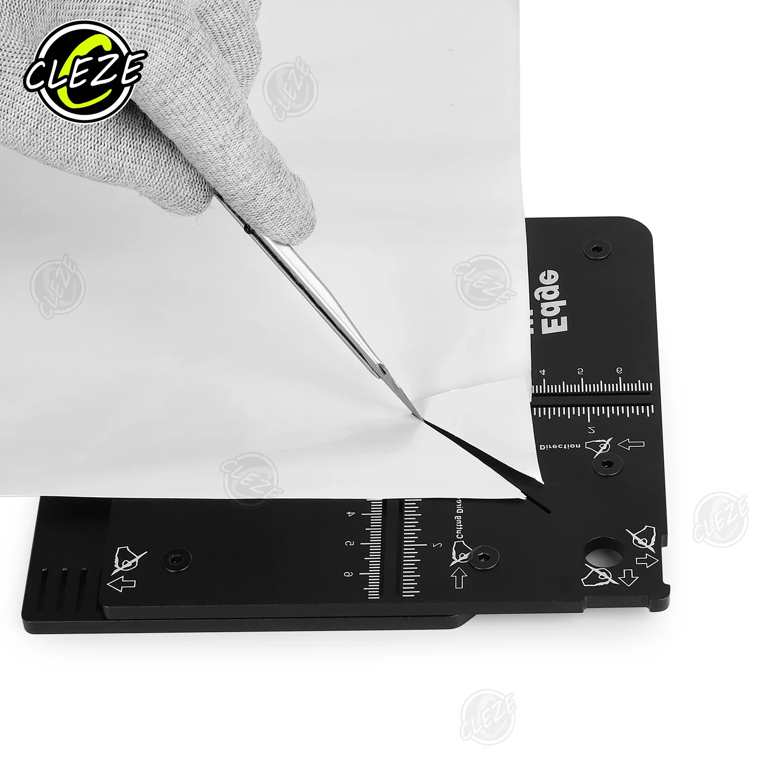 CLEZE Edge Wrap Cutter Plastic Cutting Template for PPF Window Tint Car Vinyl Decal Furniture Wrapping Corner Cutting Tool