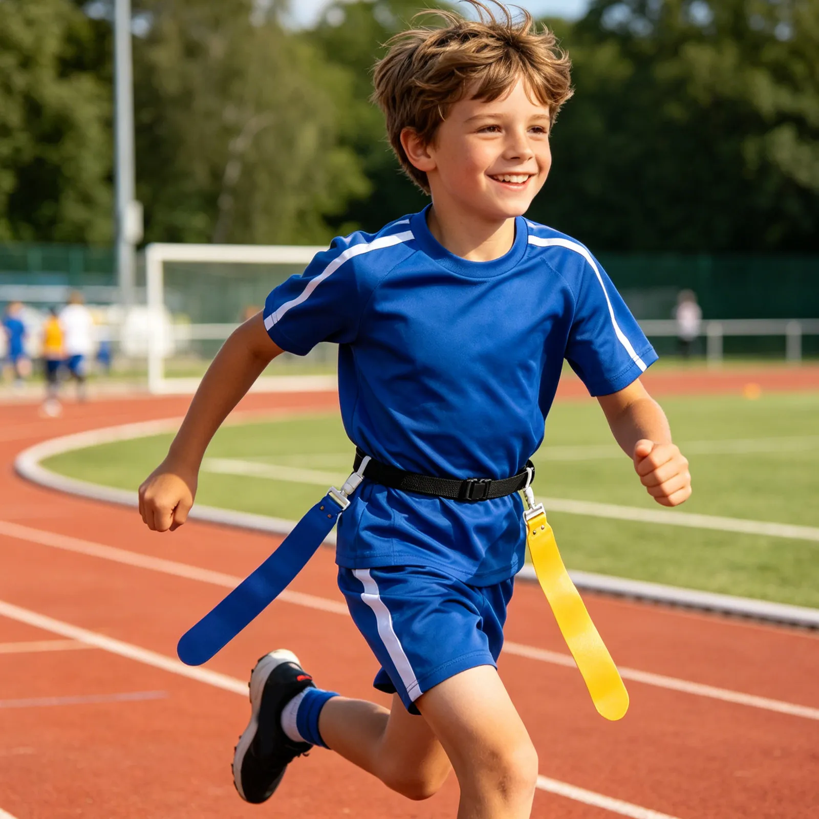 2Pcs Adjustable Kids Flag Football Belt Waist Flags Set for Outdoor Backyard School Physical Education Games Yellow Blue