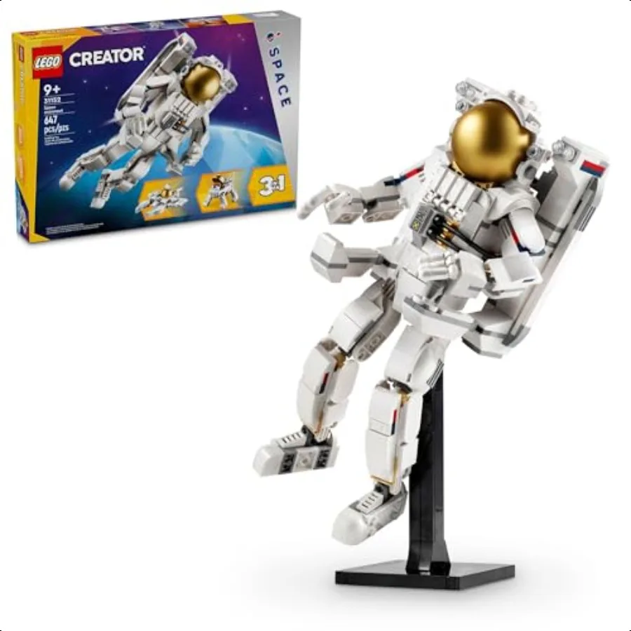 Créateur 3 en 1, ensemble de construction d'astronaute spatial, transforme de la figurine d'astronaute au chien spatial à Viper Jet, idée cadeau sur le thème de l'espace