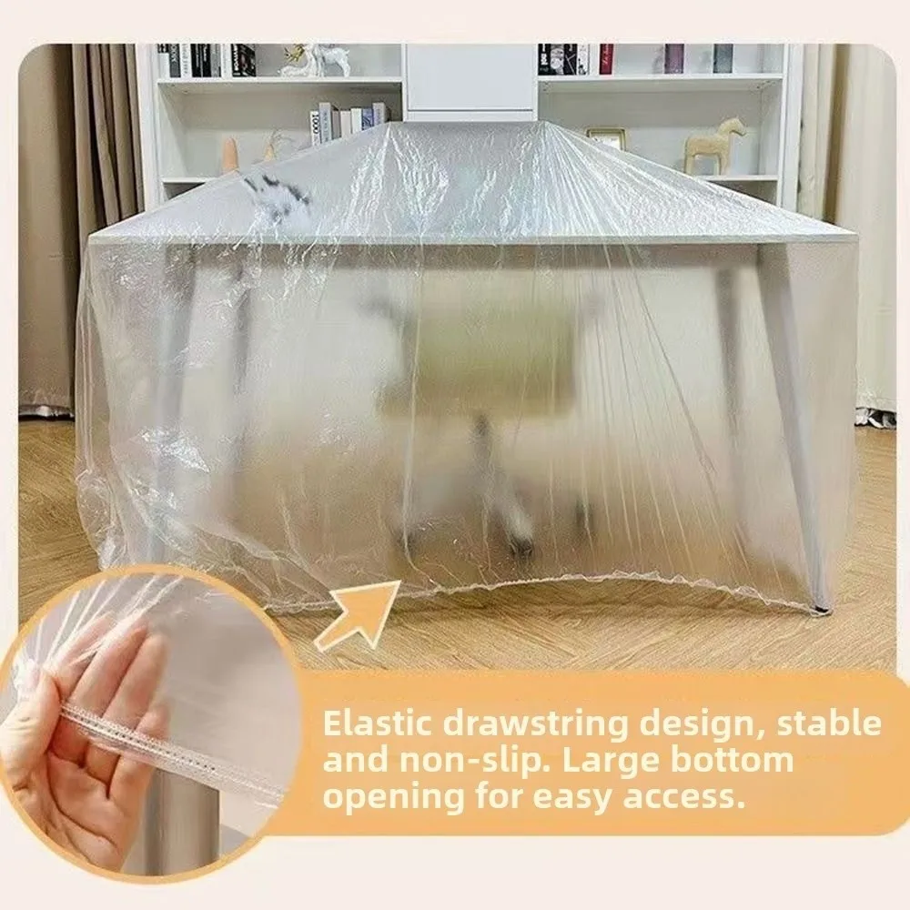 3Pcs Transparent Disposable Bed Dust Cover Elastic Edges Thick Plastic Furniture Protection Waterproof Full Wrap