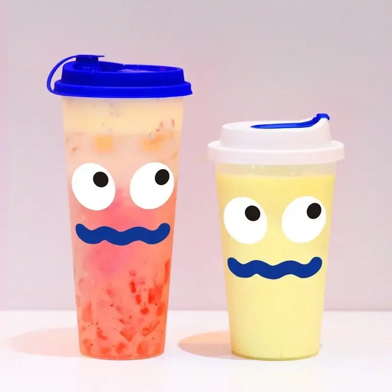 使い捨てのミルクティーカップ,あごひげの形をした透明なカップ,果物のジュース用,つや消し射出成形カップ,90口径,100個