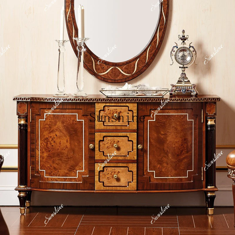 Neoclassical solid wood chest, dining side dresser, makeup mirror combination, bedroom furniture  FT