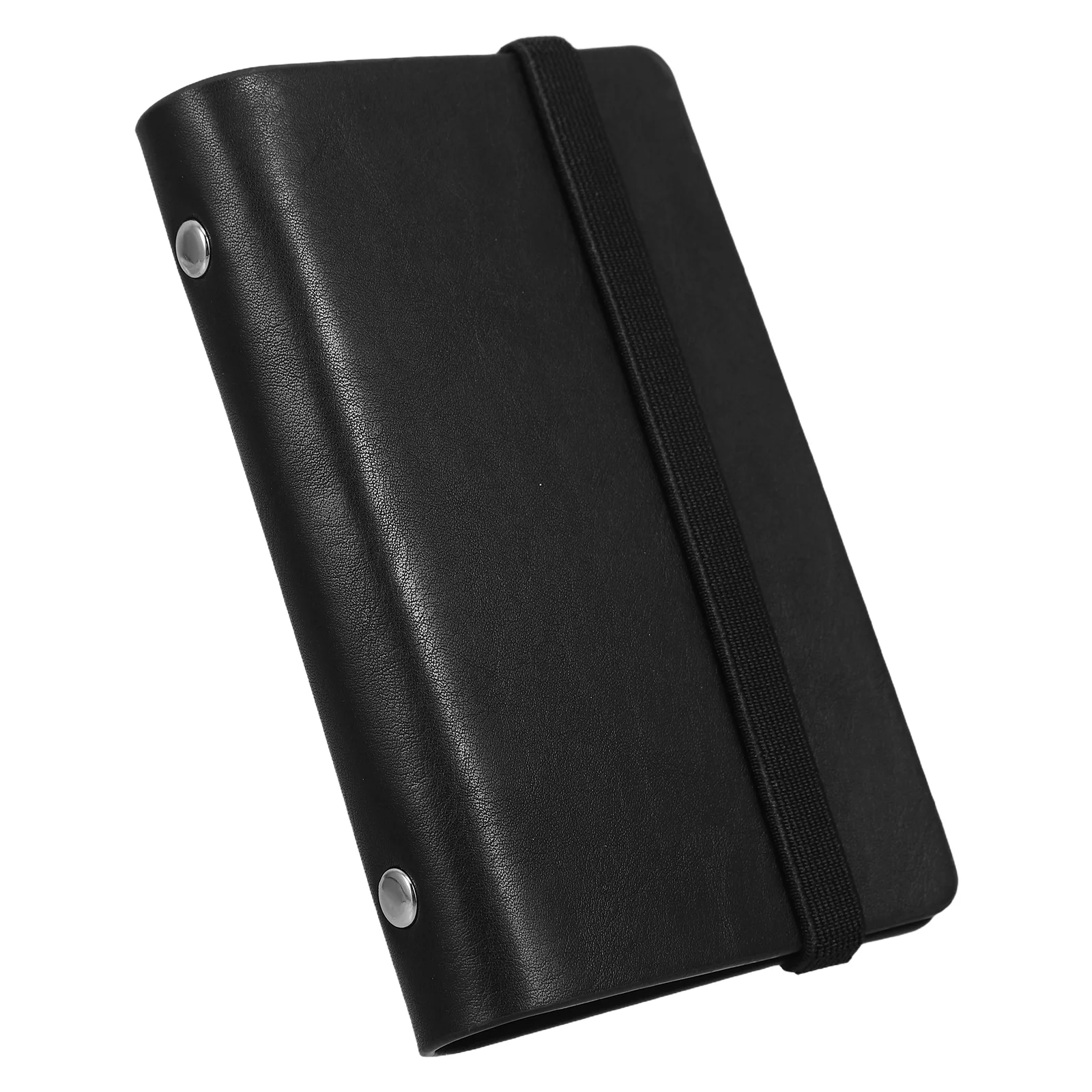 Custodia per agenda portatile compatta in PU nera per lavoro scolastico, viaggio, raccoglitore per notebook a fogli mobili con foro piccolo