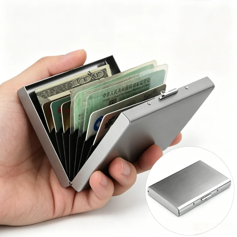Ultra-Thin Metal Card Case RFID Blocking Slim Aluminum Alloy Wallet with Multiple Card Slots Compact Card Holder for Men & Women