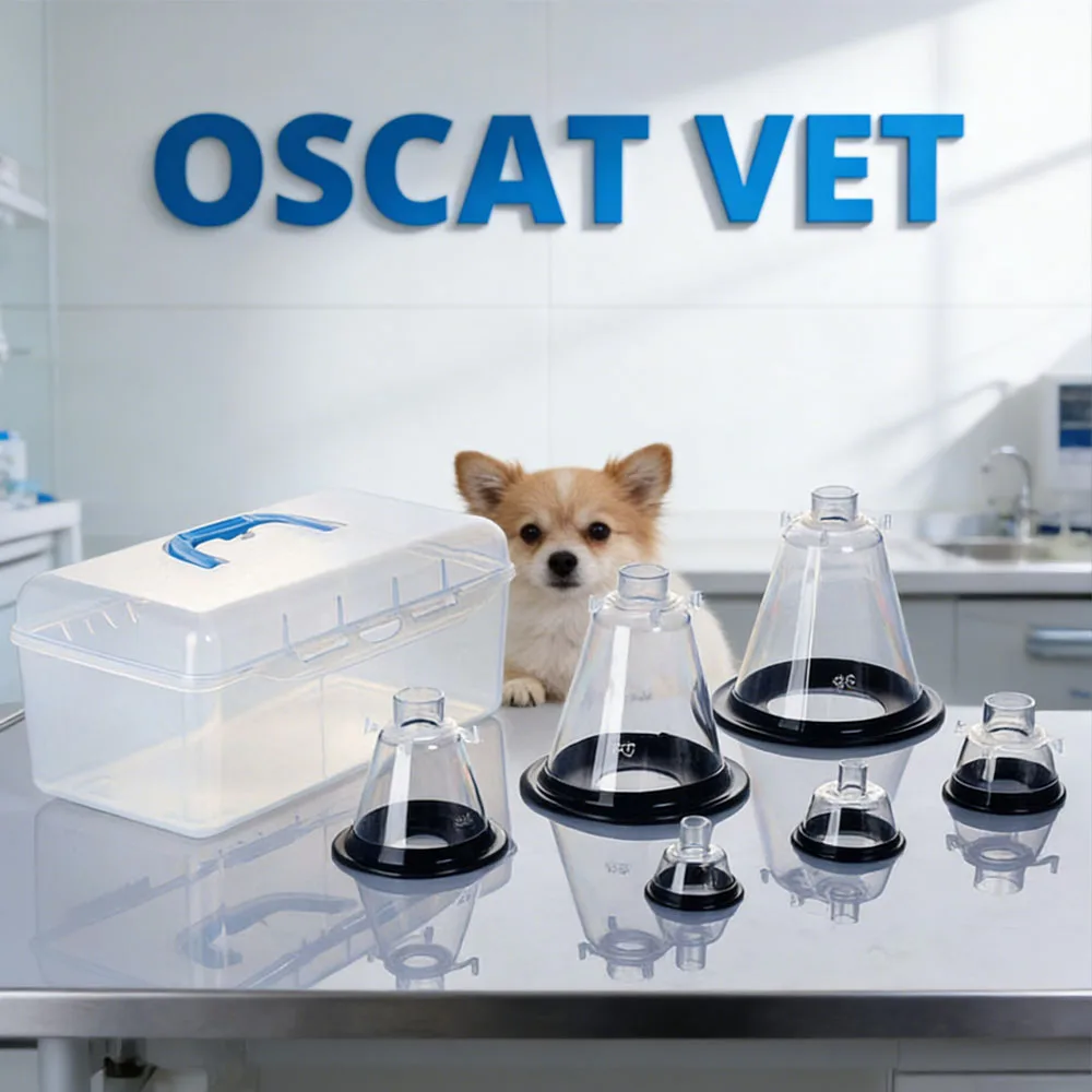 OSCAT 6 Pcs Veterinary Anesthesia Masks Animal Surgery Gas Mask Dog Cat Anesthesia Mask Set Pet Medical Equipment for Vet Clinic