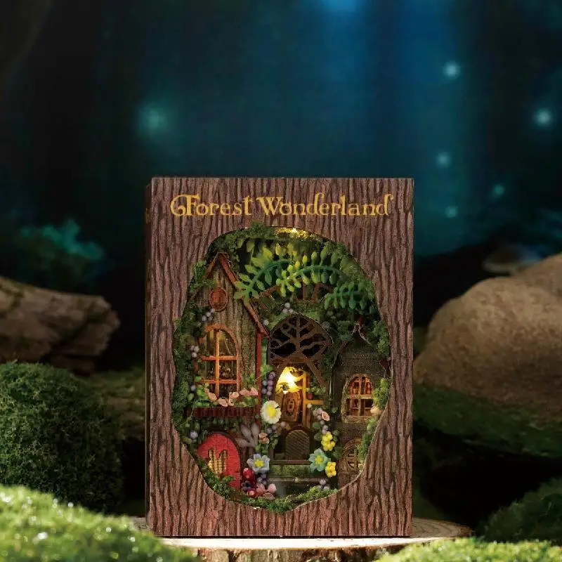 

OUZEY Flip-Page 3D Wooden Cube DIY Kit - "Enchanted Forest" Mini Puzzle Cube, No-Glue Pre-Cut Model, Creative Magic Cube Gift