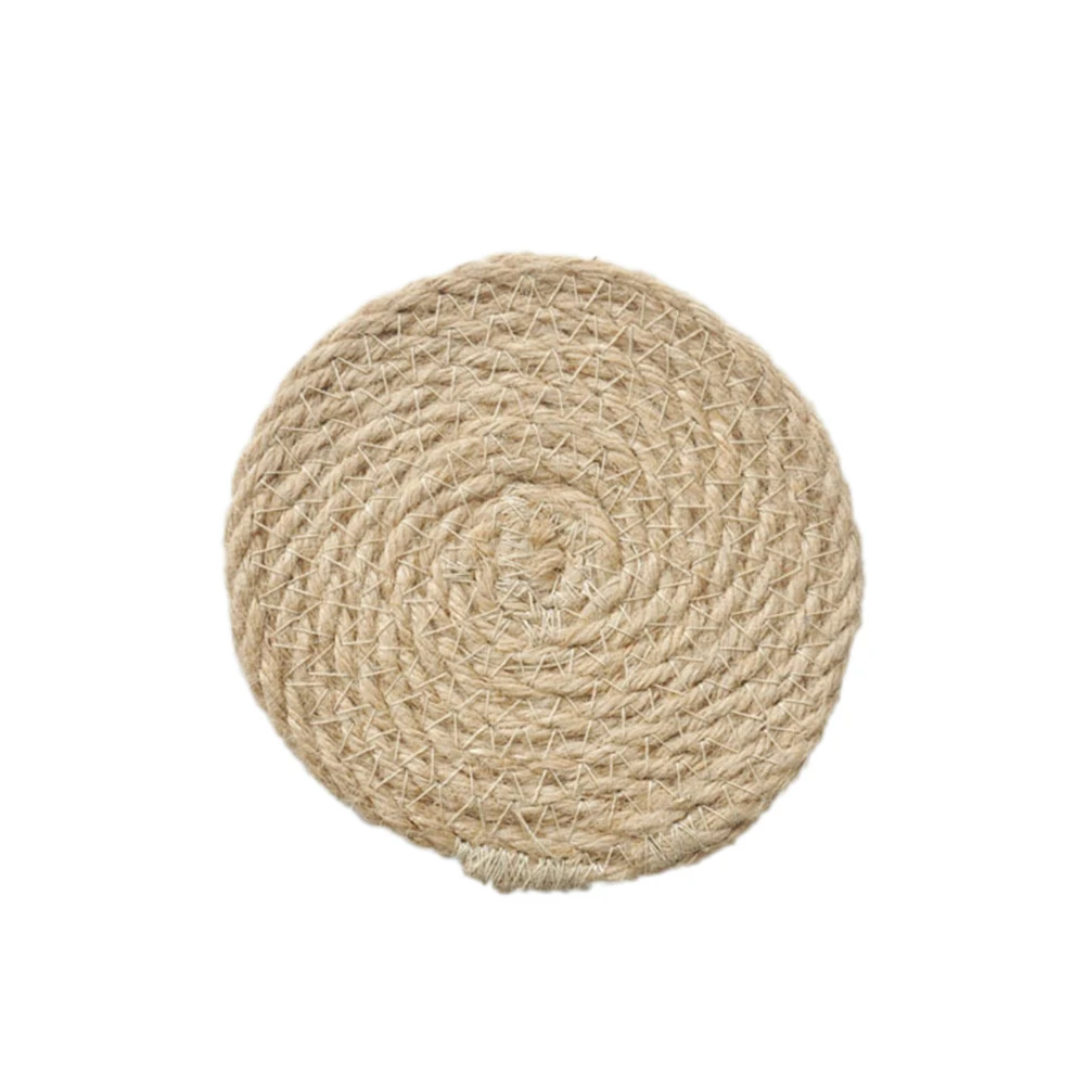 

4PCS Braided Woven Place Mats Round Coasters Cotton Linen Placemats Table Protection Anti Scald Dining Kitchen Hotel Gifts