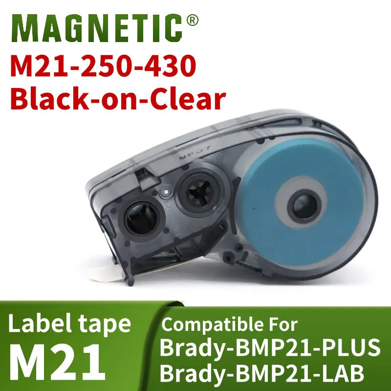 1-10PK Compatible M21-250-430 6.35mm*6.4m Label tape Compatible For BMP21 Handheld Label Printer M21 430 Black-on-Clear