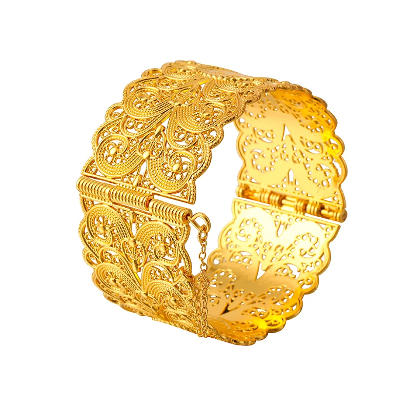 Vintage Münzmuster Manschettenarmband für Damen, Vergoldeter Hohler Metall-Breitarmreif Modischer Statement-Schmuck – Detail 11