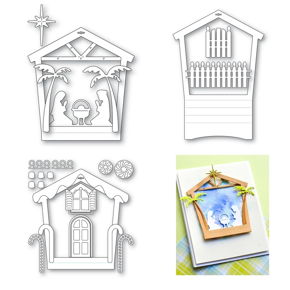 3D Christmas House Silent Night Metal Cutting Dies Scrapbooking Album Decorat Frame Card Craft No Stamps