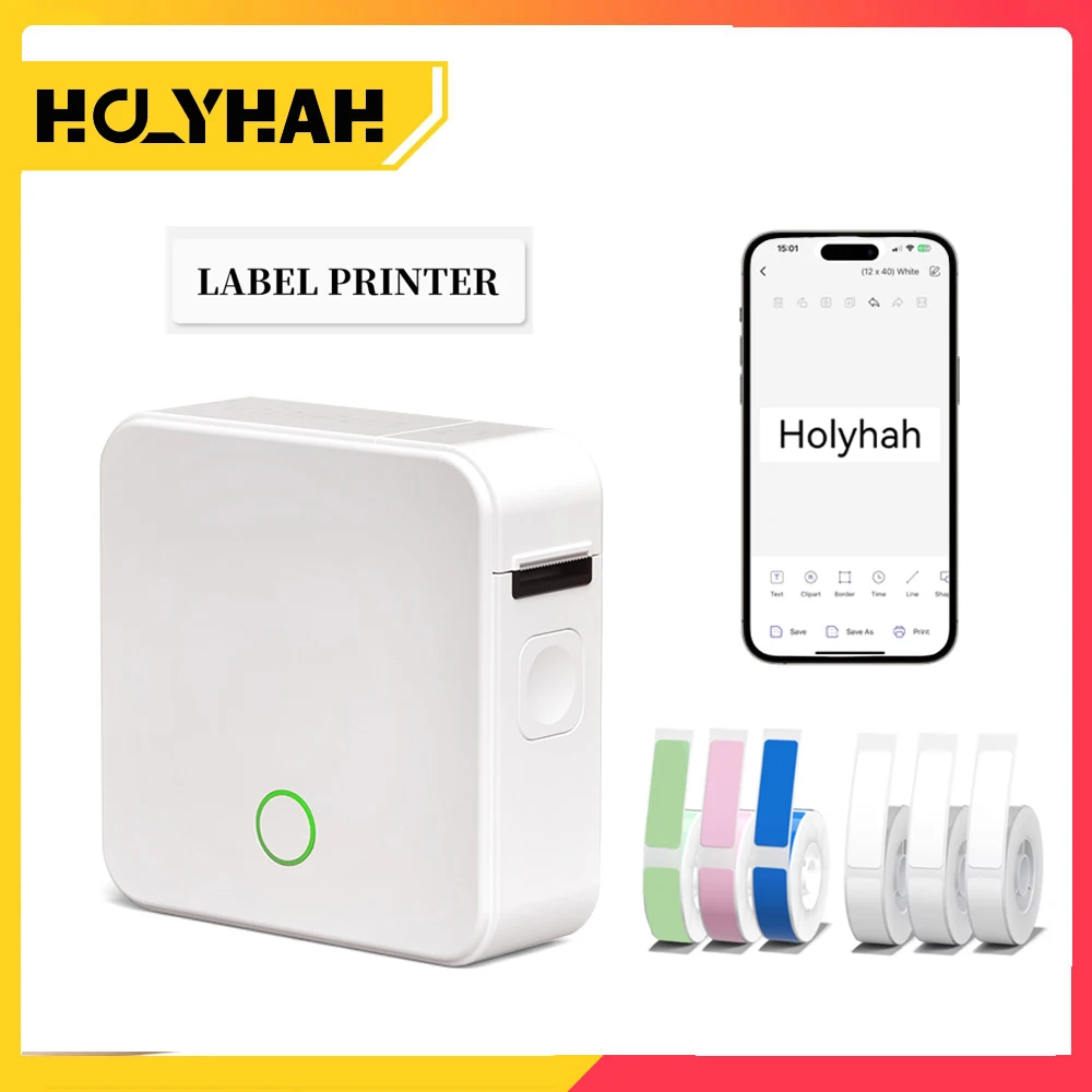 Holyhah P0 Wireless Label Printer Portable Pocket Label Printer Bluetooth Thermal Label Maker Fast Printing Home Use Office