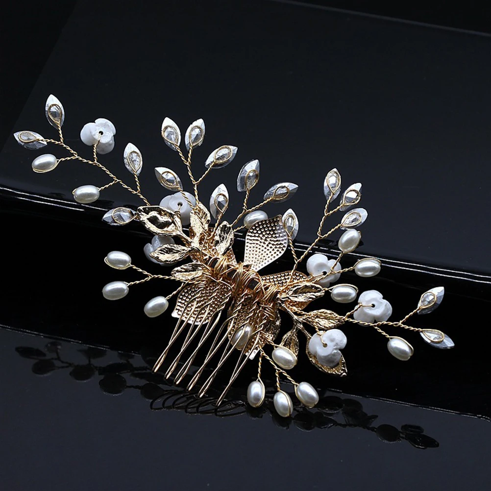 

Elegant Bridal Hair Comb Rhinestone Pearl Flower Design Wedding Party Accessories Women Long Lasting Durable Easy Use