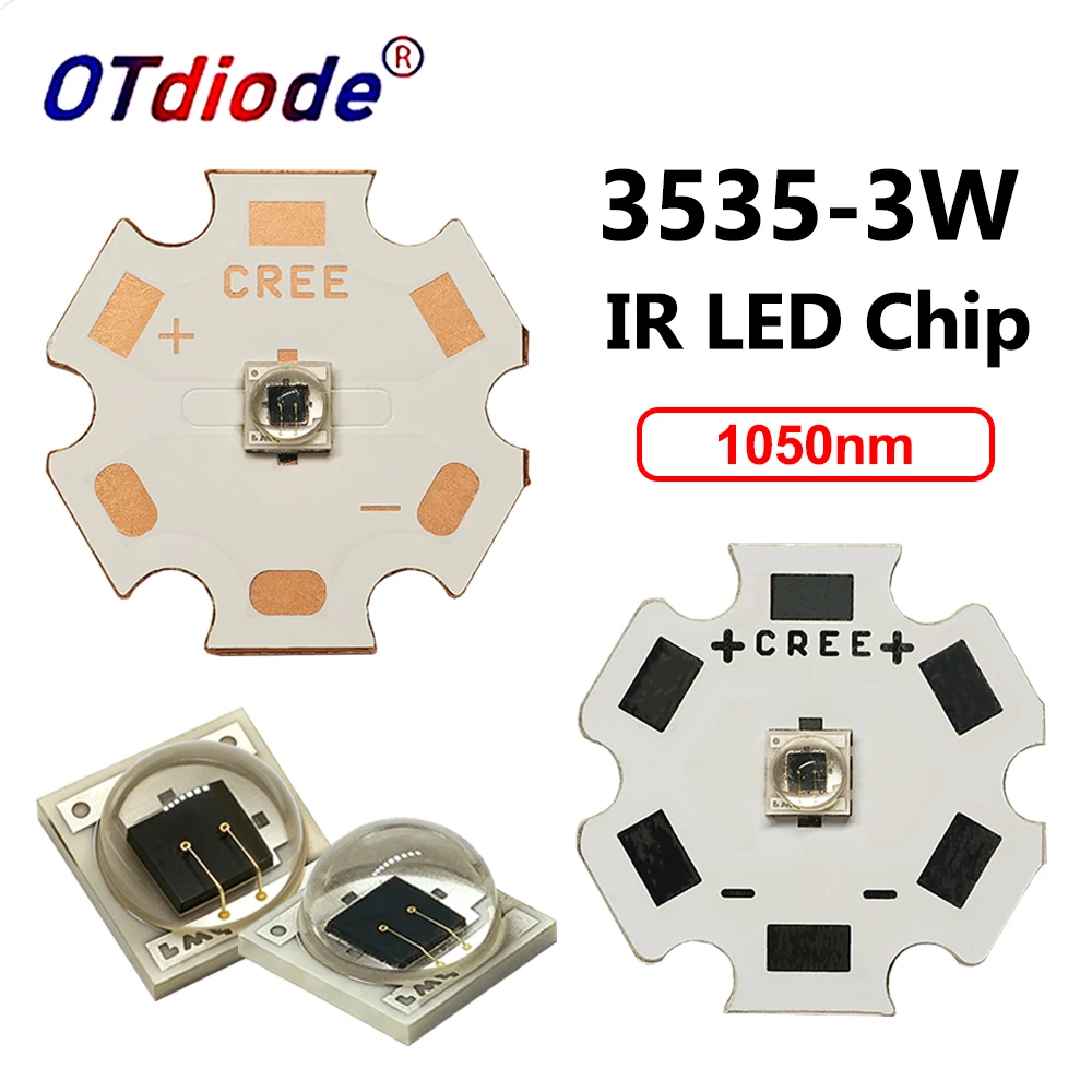 2-10pcs 3W 1050nm High Power Infrared LED 3535 Deep1000nm Bead Wavelength Ceramic Chip for Security Camera Night Vision Lighting
