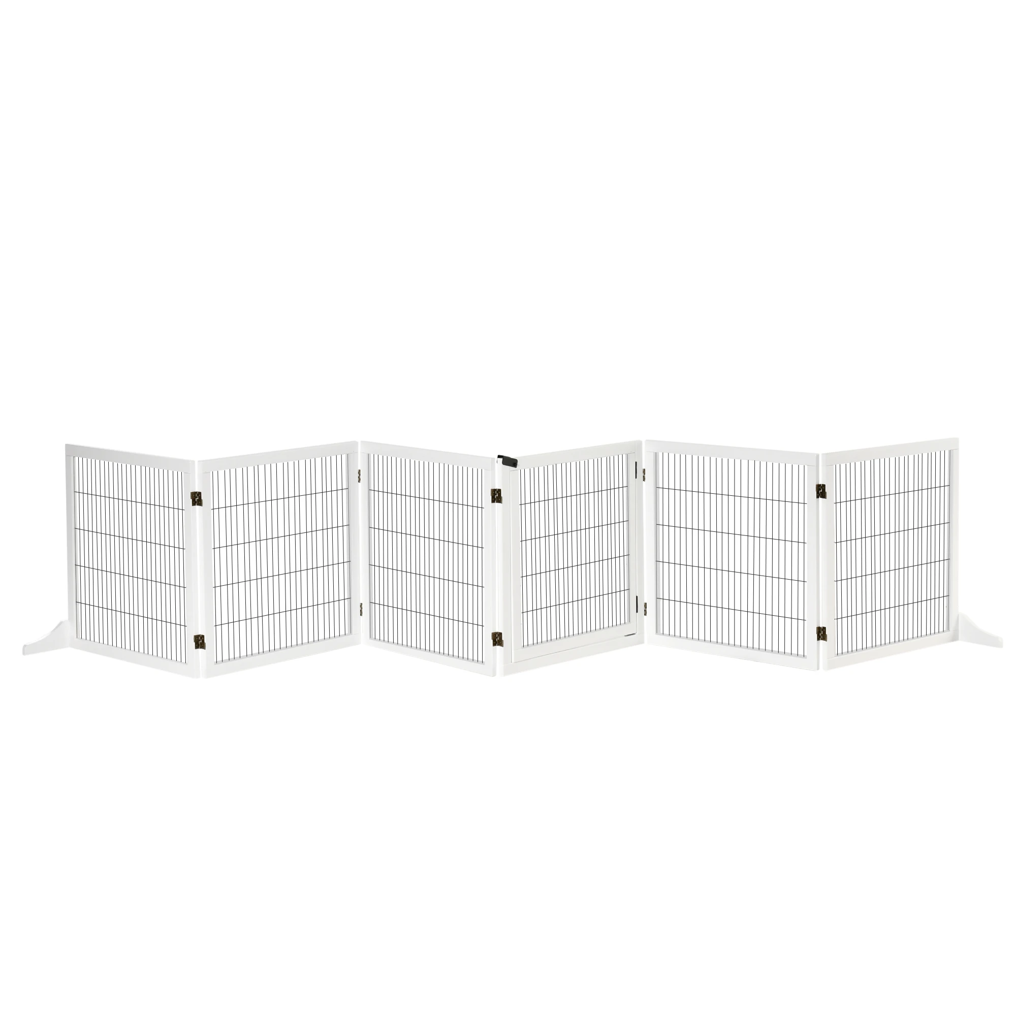 PawHut veiligheidsbarrière hondenvrij loophek opvouwbaar hek 6 panelen drinkpen x 36x70 cm Wit