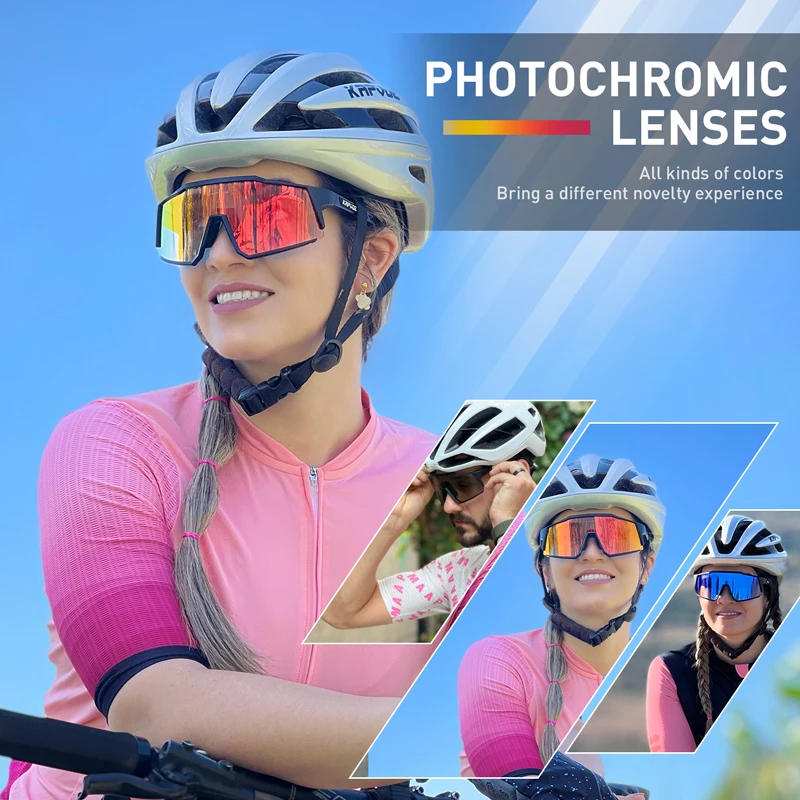 Kapvoe Outdoor Photochromic Sunglasses Cycling Sports Bike Glasses Man Women Road Bicycle Cycling Glasses UV400 Running Goggles