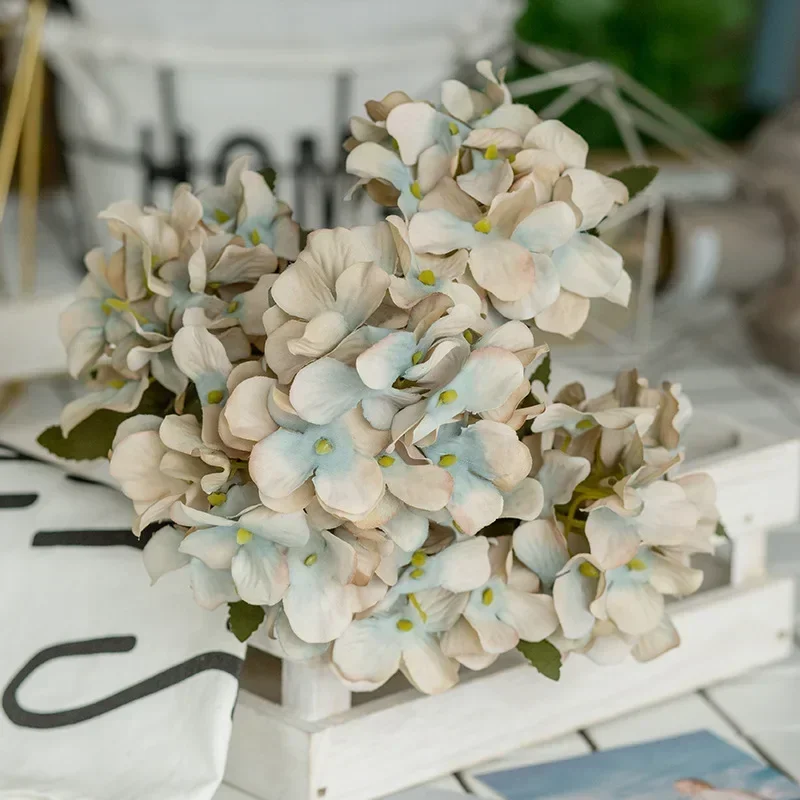 6 head/bouquet Hydrangea Artificial Silk Flowers Bridal hand Bouquet Fake flowers For Wedding Home Decoration flores artificial