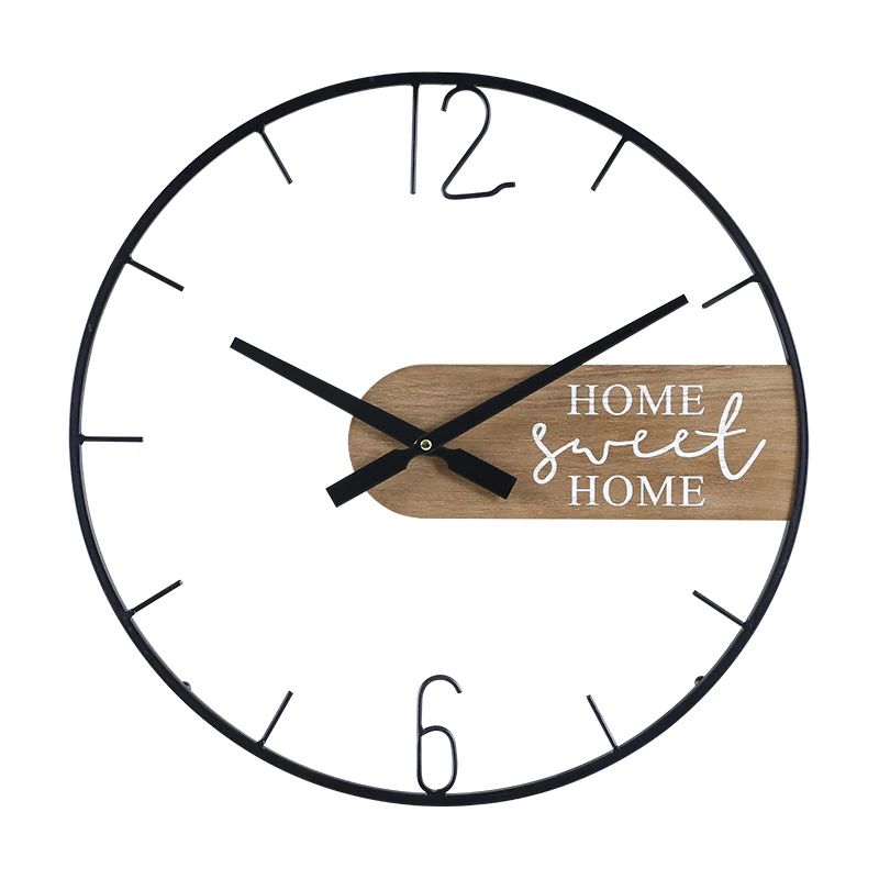 

50cm Wholesale Silent Luxury Rustic Wooden Wall Clock Custom Metal Digital Modern cheap Wall decor large Clock for home decor