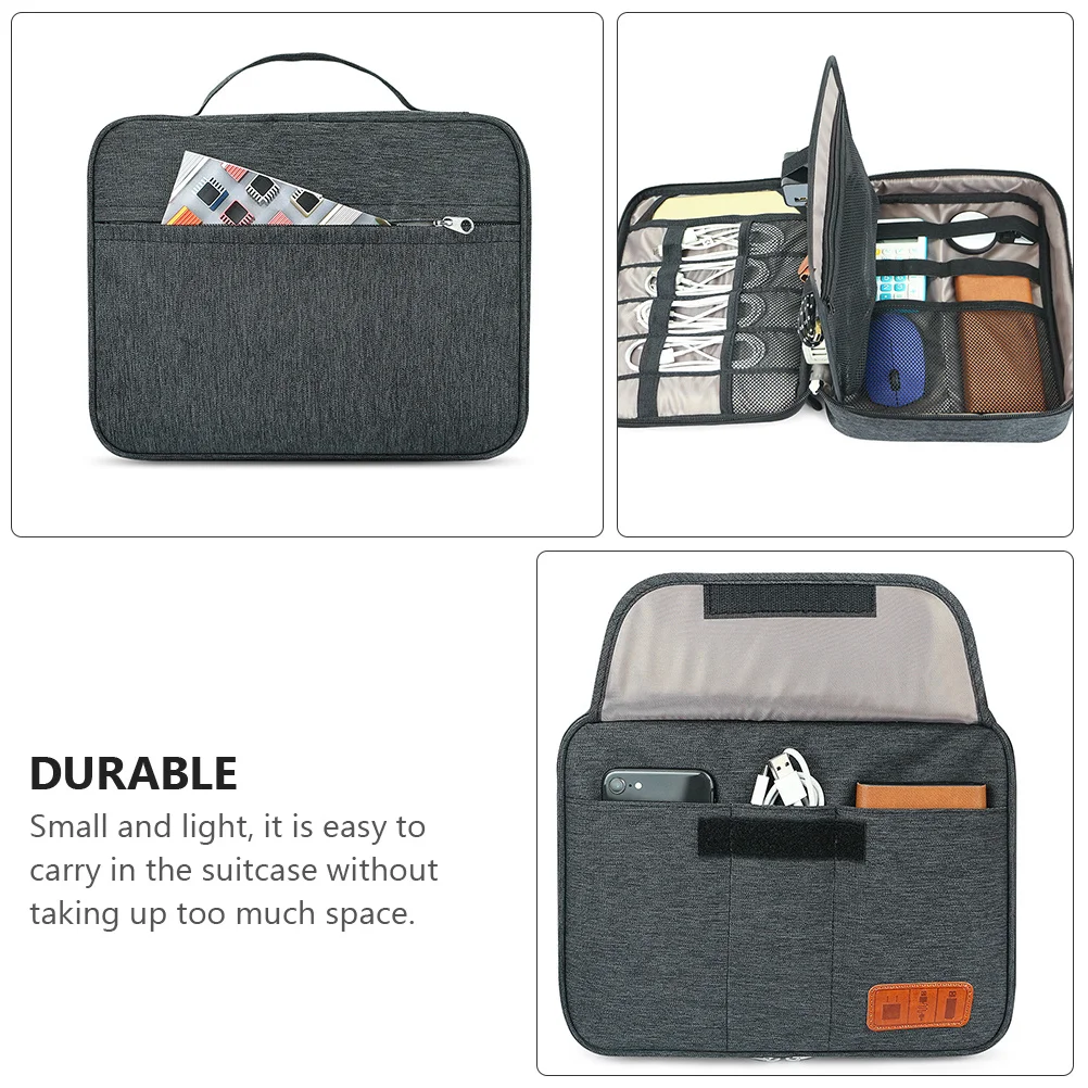 

1Pcs Digital Storage Bag Waterproof Electronic Organizer Pouch Double-Layer Construction with Enhanced Cushioning for Data Lines