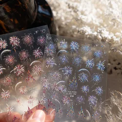 1pcs Shiny Fireworks Castle Nail Art Stickers 5D Shell Light Snowflake Self Adhesive Nails Sticker DIY New Year 2025 Deco Decals