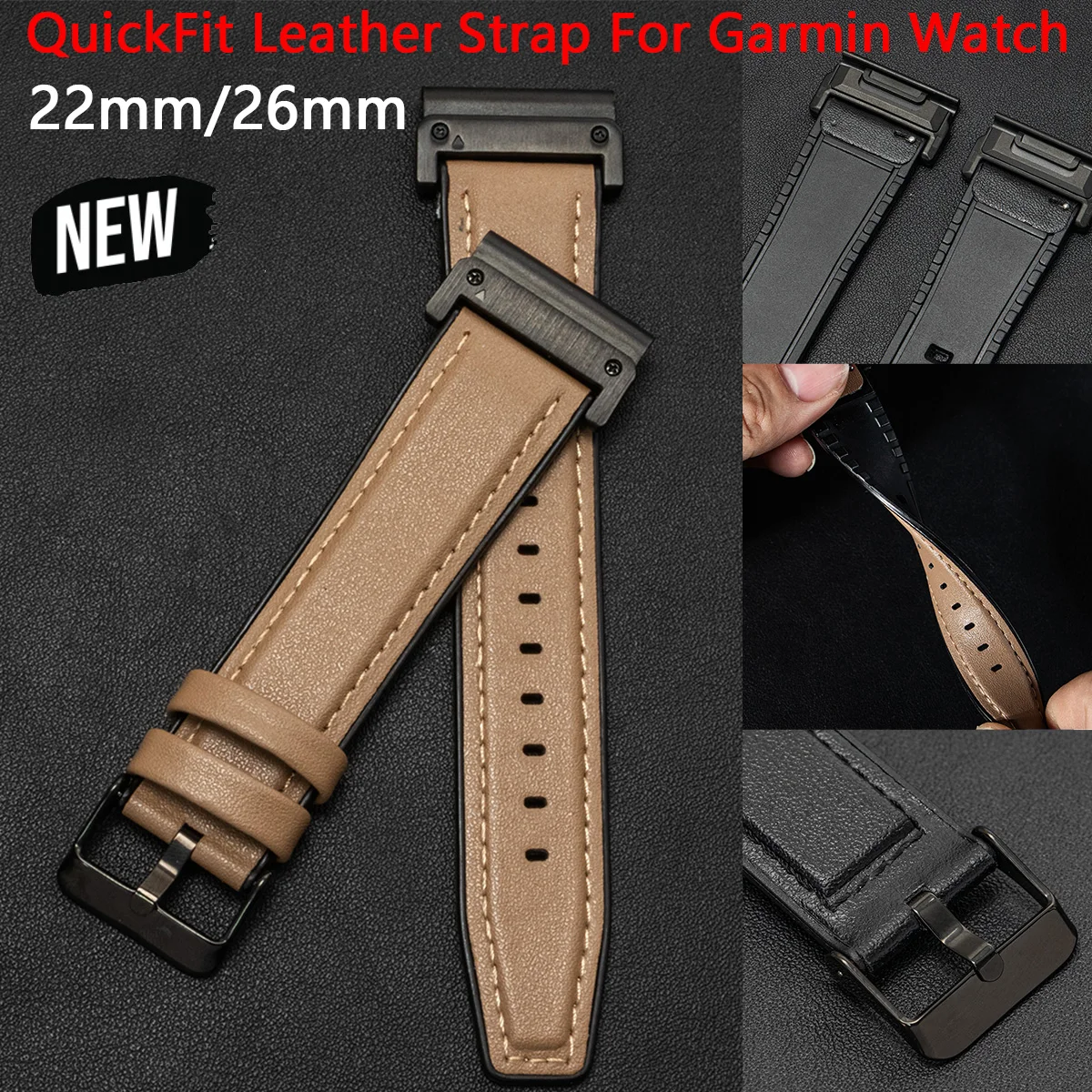 

Кожаный ремешок 26 мм 22 мм для часов Garmin Fenix 8 51 мм 6 6x 7 7x Pro 5 5x Plus Band Винтажный браслет Forerunner 945 925 Браслет