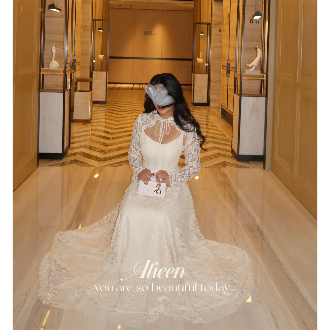

Aileen Lace High Ivory Mermaid Evening Dress 2026 Prom Dress Elegant Luxury Wedding Party Bow Customized Robes de Soirée