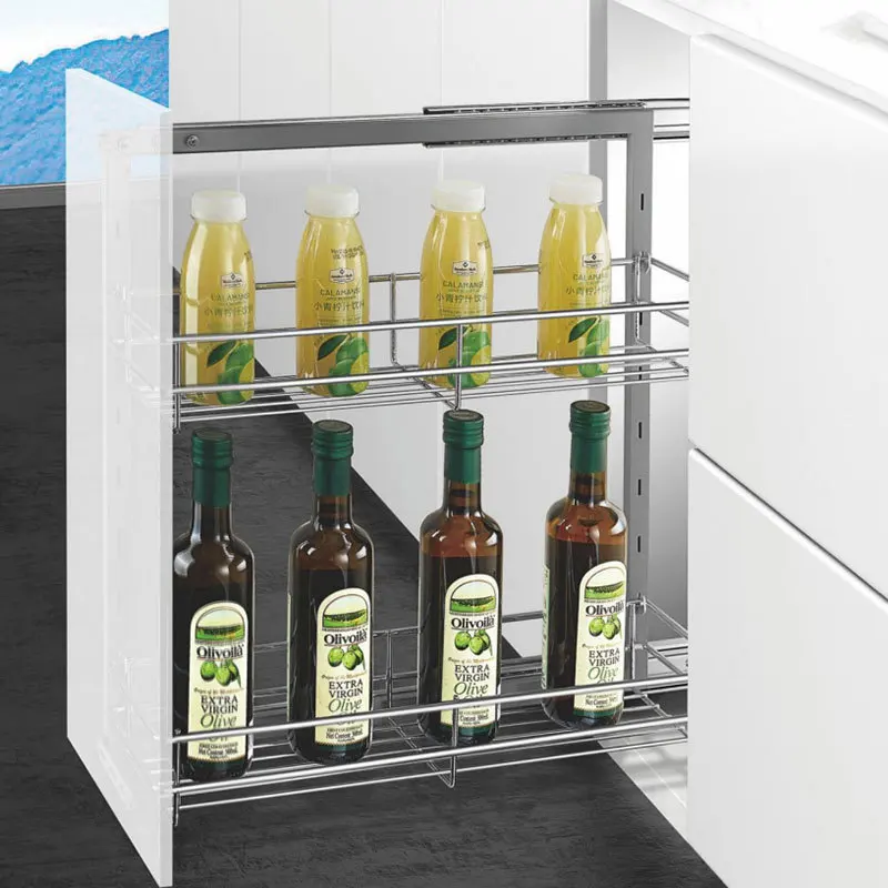 

Narrow cabinet side pull basket Kitchen side pull basket Cabinet crevice storage shelf wire seasoning