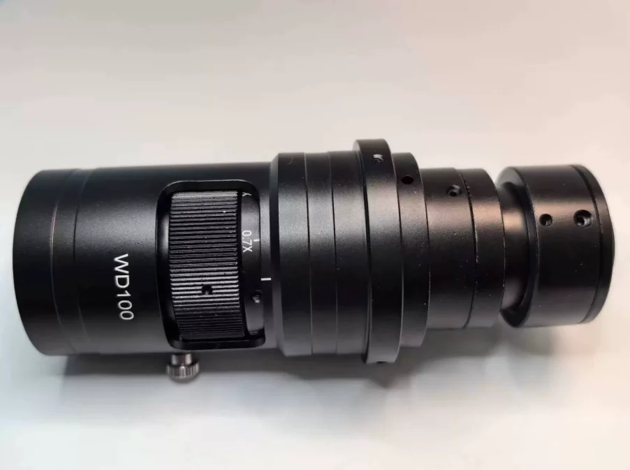 Microscope homogeneity WD100 industrial camera lens 0.7-5 X card position adjustment magnification 200-400 times