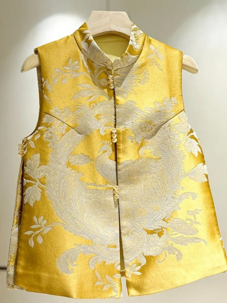 yellow-jacket-women's-design-sensation-small-audience-2026-autumn-retro-stand-collar-national-costume-two-piece-set