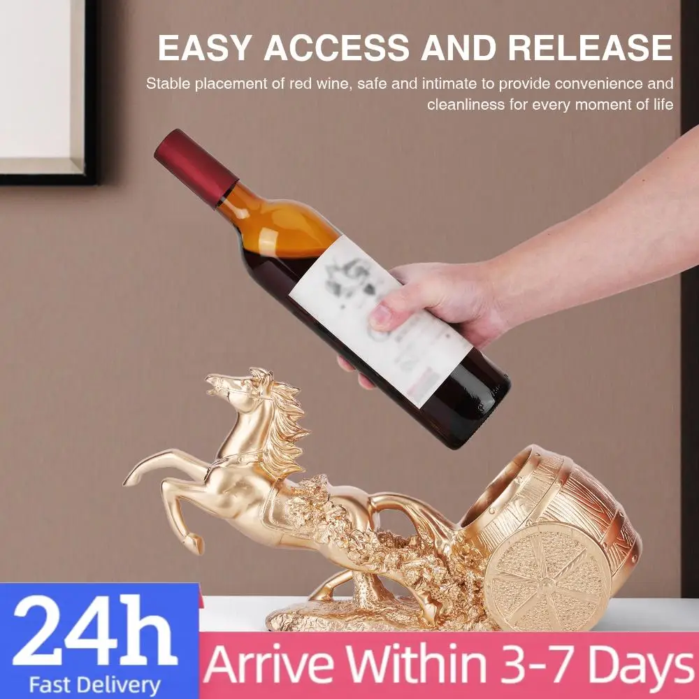 

Brown Horse Wine Rack Freestanding Wine Bottle Holder Statue Wine Display Stand for Country Farm Kitchen Decor