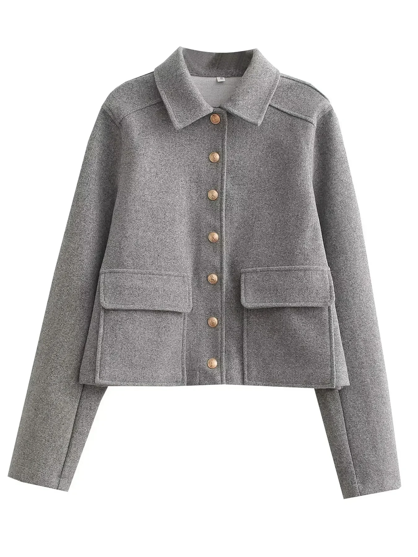 TRA&F Women\'s Aviator Black Jacket Wool & Blends Coats Cropped Bomber Jacket Autumn Winter Demi-season Crop Jacket Outerwears