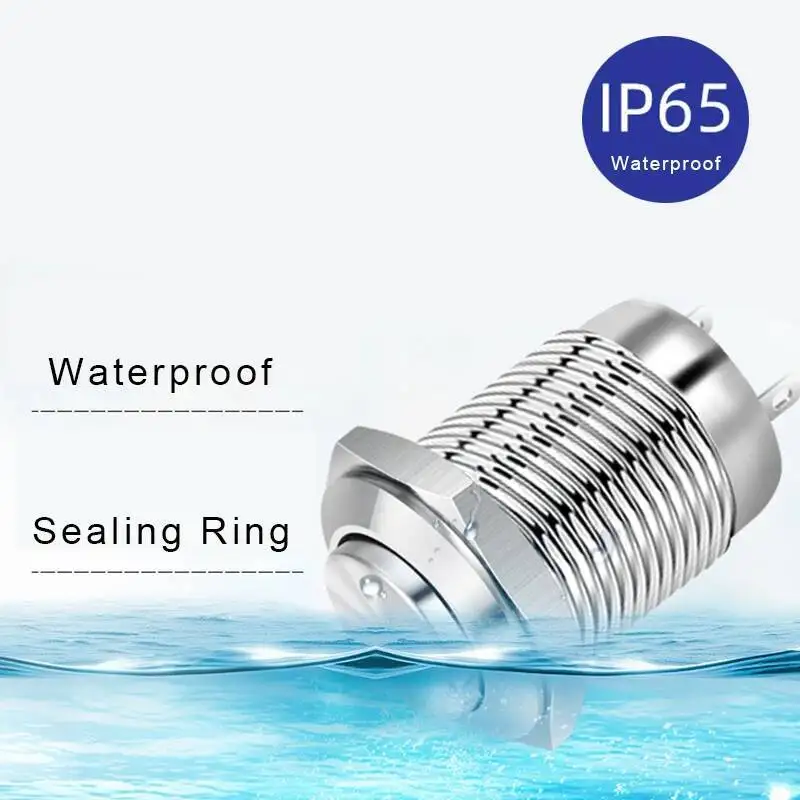 16/19/22mm interruttore a pulsante in metallo contatto argento momentaneo impermeabile IP65 campanello corno Auto motore PC Power Start