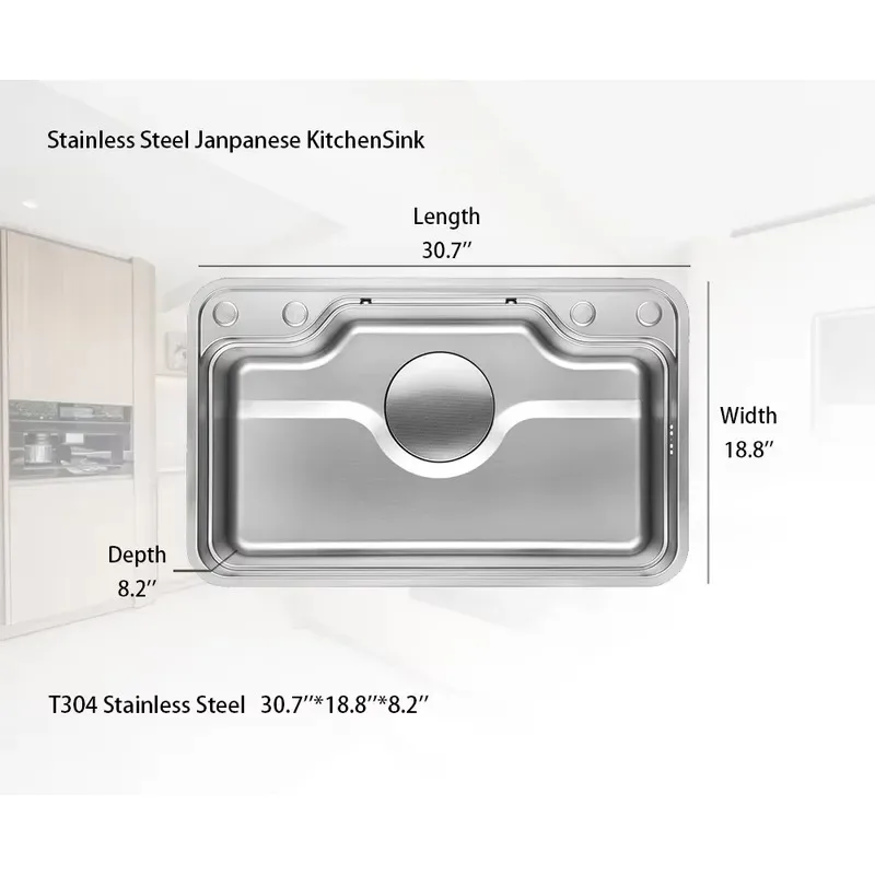 STLF  Kitchen Sink 304 Stainless Steel Nano Multifunctional Large Single Sink Four Hole Wash Table Full Sink