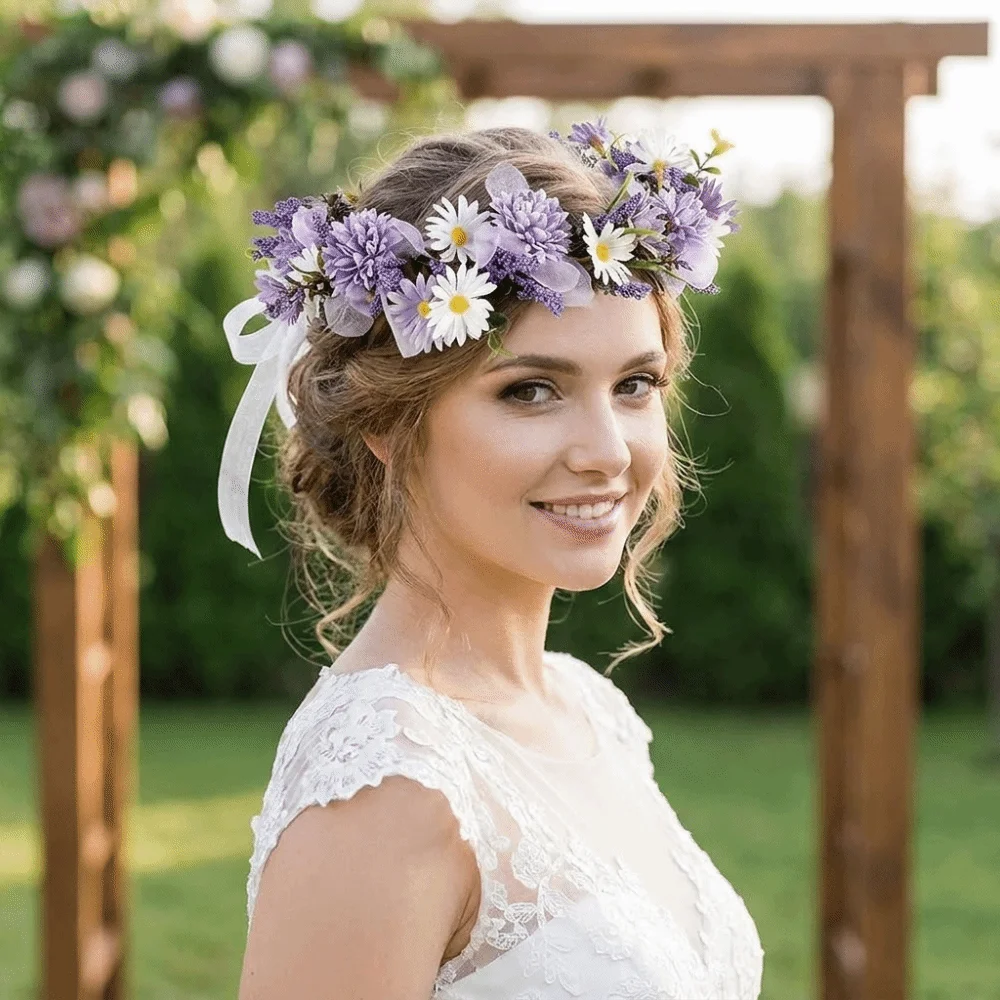 Fashion Simulated Flower Floral Headband Korean Style Boho Style Flower Crown Garland Hairband Bridal Wreaths Children