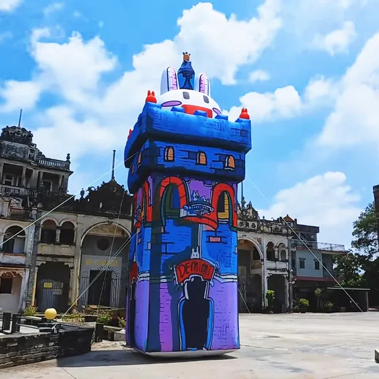 Custom Blue Cartoon Bunny Castle Inflatable Kids Playhouse for Themed Events and Advertising