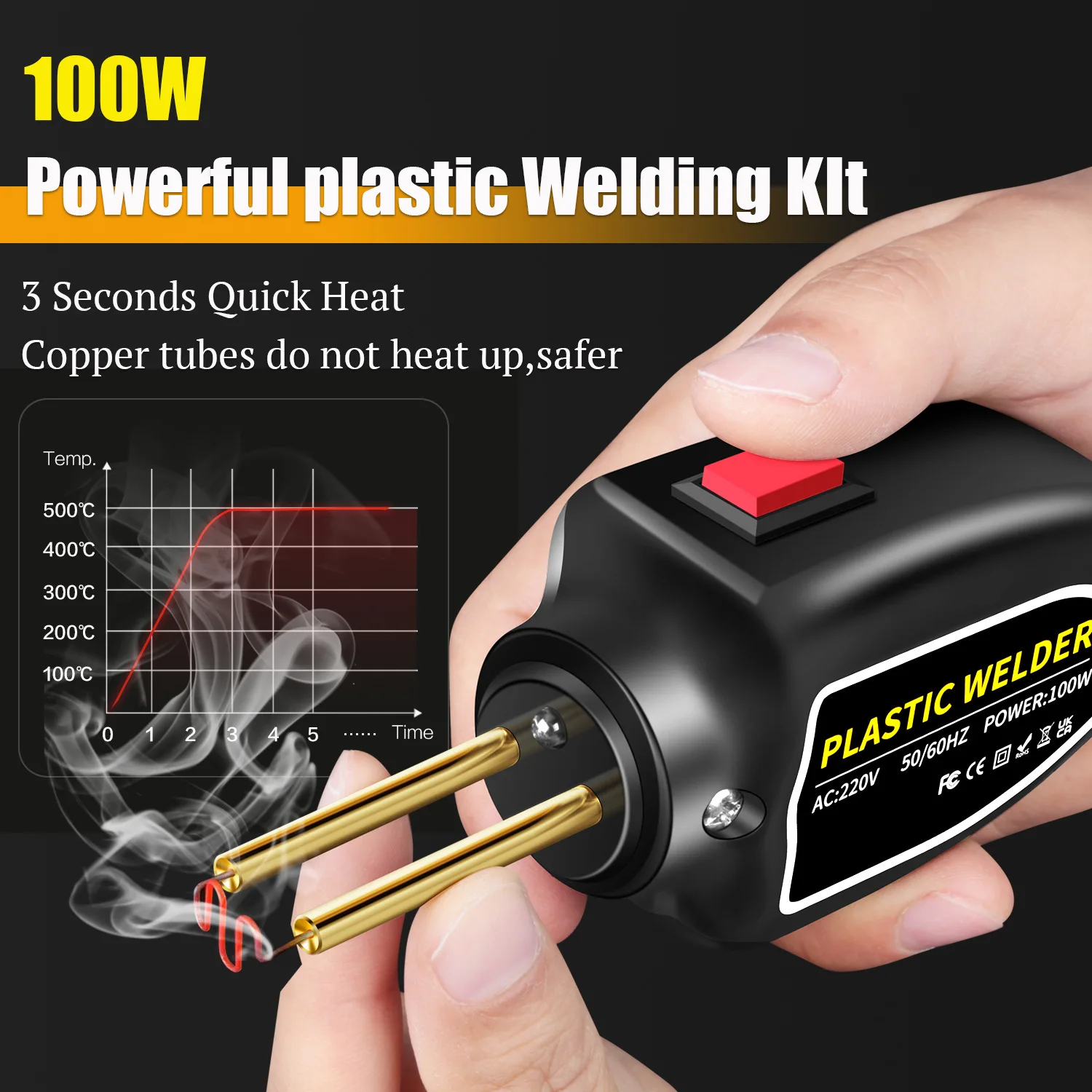 Plastic Welder 100W Heat Gun 200pcs Hot Staplers Plastic Welding Machine Bumper Soldering Iron Staples Car Repair Tools Kit