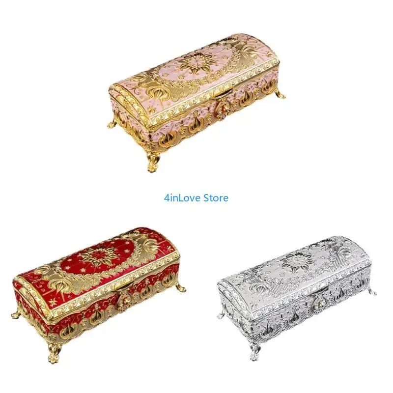 

T4MD Elegant Jewelry Case with Protective Lining Decorative Accessories Storage Box