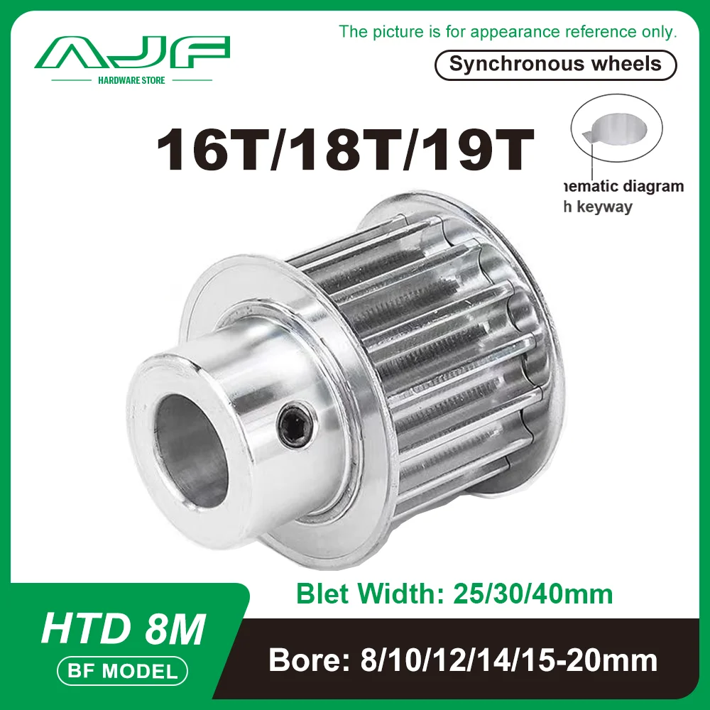 

HTD 8M Timing Pulley 16T 18T 19Teeth BF Type 8M Synchronous Wheel Belt Width 25/30/40mm Bore 8-20mm HTD Timing Belt Pulley