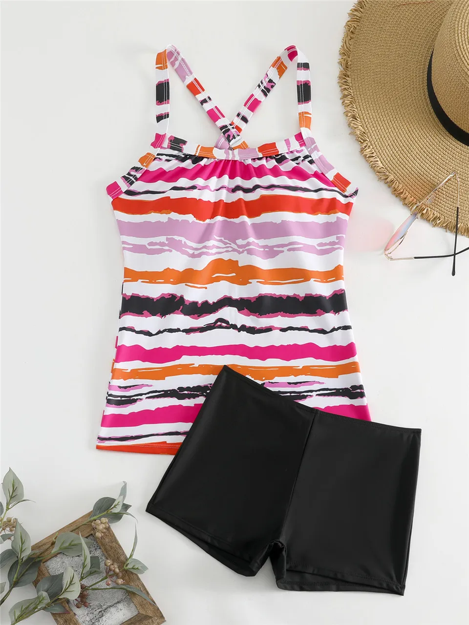 Print High Waist Swimsuit 2026 Ring Link Two Piece Tankini Sexy Swimwear Female Padded Beachwear Bathers Bathing Swimming Suit