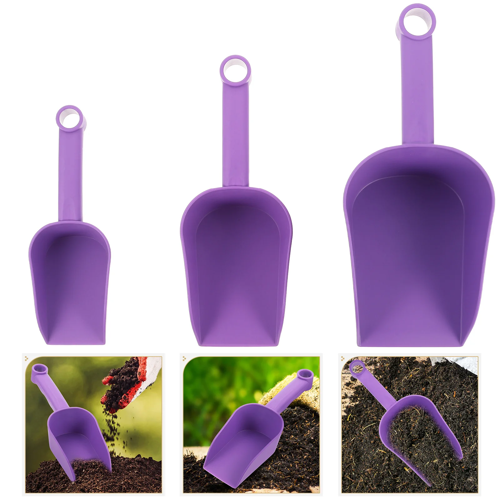 

3 Pcs Gardening Shovels for Hand Tool Sand Beach Scoop Plastic Indoor Plants