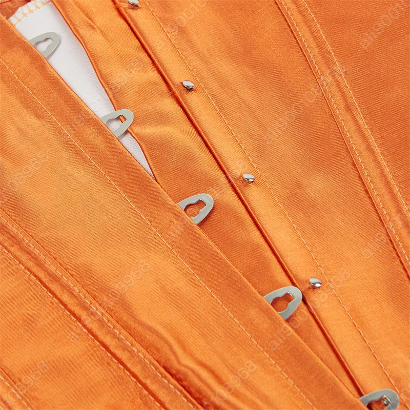 Corpiño con cordones para mujer, corsé naranja satinado, talla grande, XS-7XL