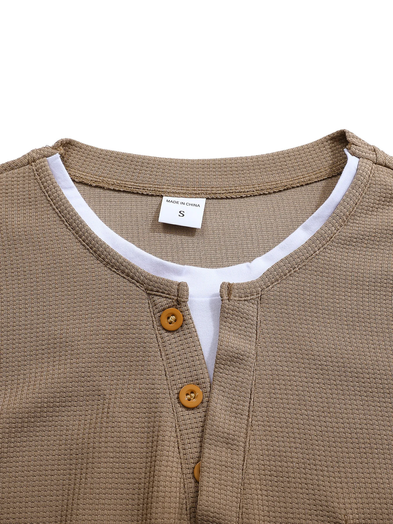 Men's Long Sleeve Button Henley Neck T-Shirt Casual Solid Color Waffle Fashion Fake Two-Piece Comfortable Fit Shirt image 6