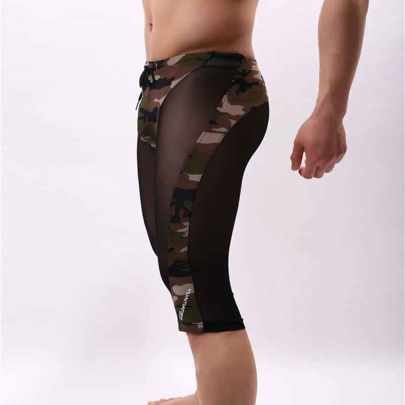 Summer Men Sleep Bottoms Ice Silky Pajama Pants Casual Sexy Sleep Bottom Tight Short Pants Underwear Homewear Pajamas Men