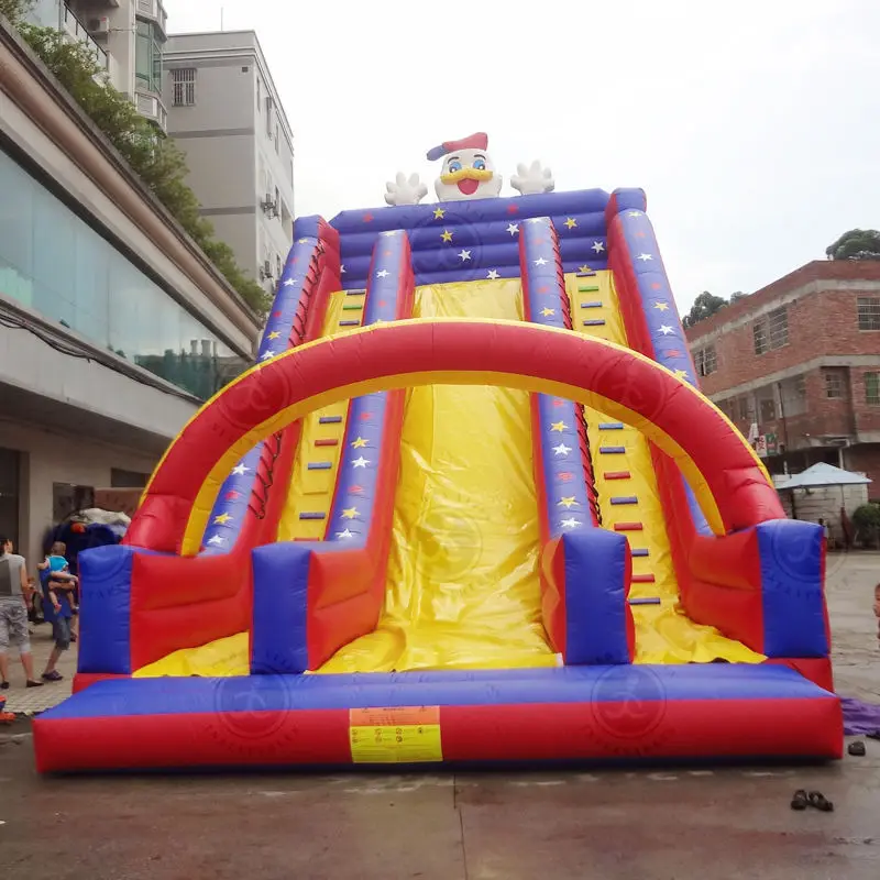 Clown large inflatable outdoor long slide castle, PVC material children's inflatable bouncing slide