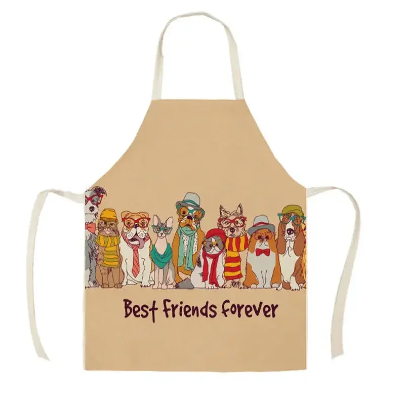 New Cartoon Dog Print Kitchen Apron Men Women Home Cleaning Tools Family Dinner Parent-child Anti-dirty Apron Waist Accessory