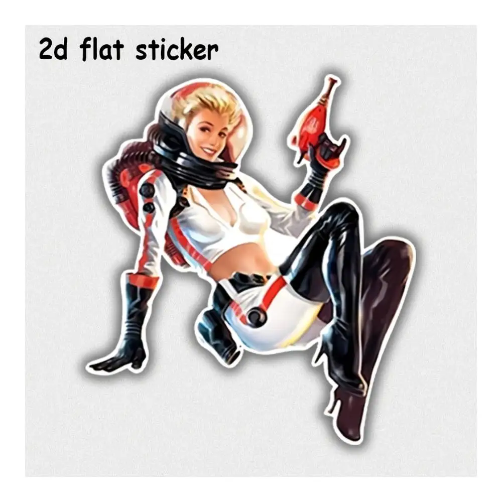 Futuristic Space Explorer Heroine Vinyl Sticker For Cars, Laptops, Windows, Doors, Fridges, Water Bottles
