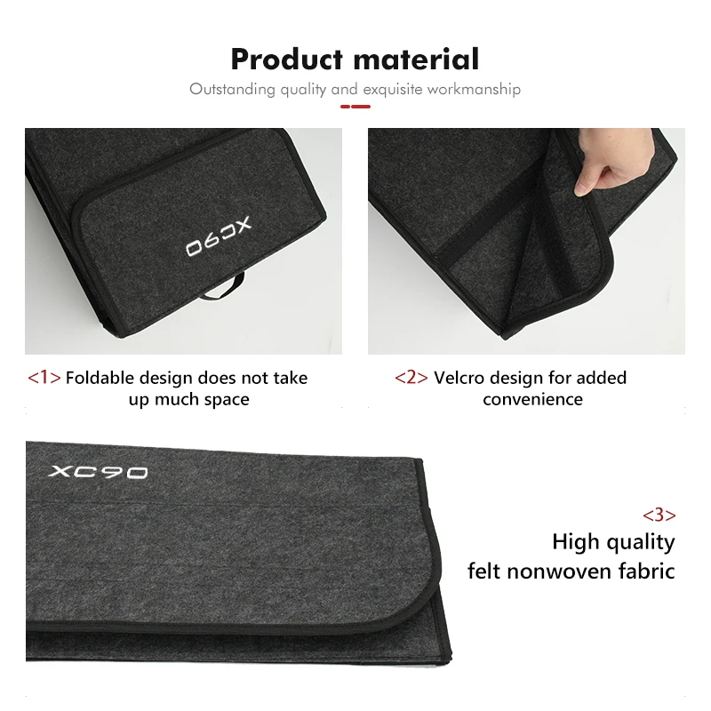 Car Trunk Organizer Bag Soft Felt Folding Storage Pouch Box For Volvo AWD V90 XC40 XC60 XC70 XC90 XC40 XC60 XC70