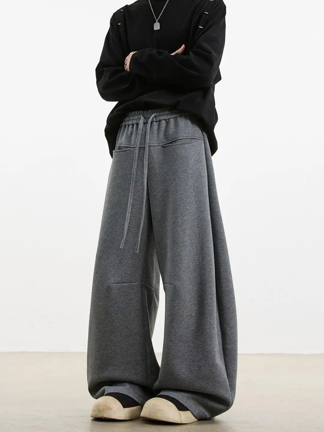 

Retro American Casual Pants Loose Wide Leg Long Trousers ex Autumn New Sle Comfortable Faionable Urban Sle Bla