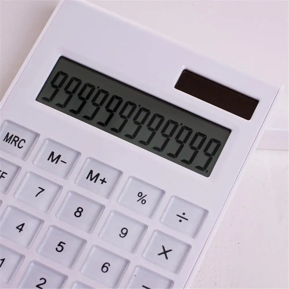 Crystal Button Desktop Calculator, 12 dígitos grande display, Solar e bateria, Dual Power