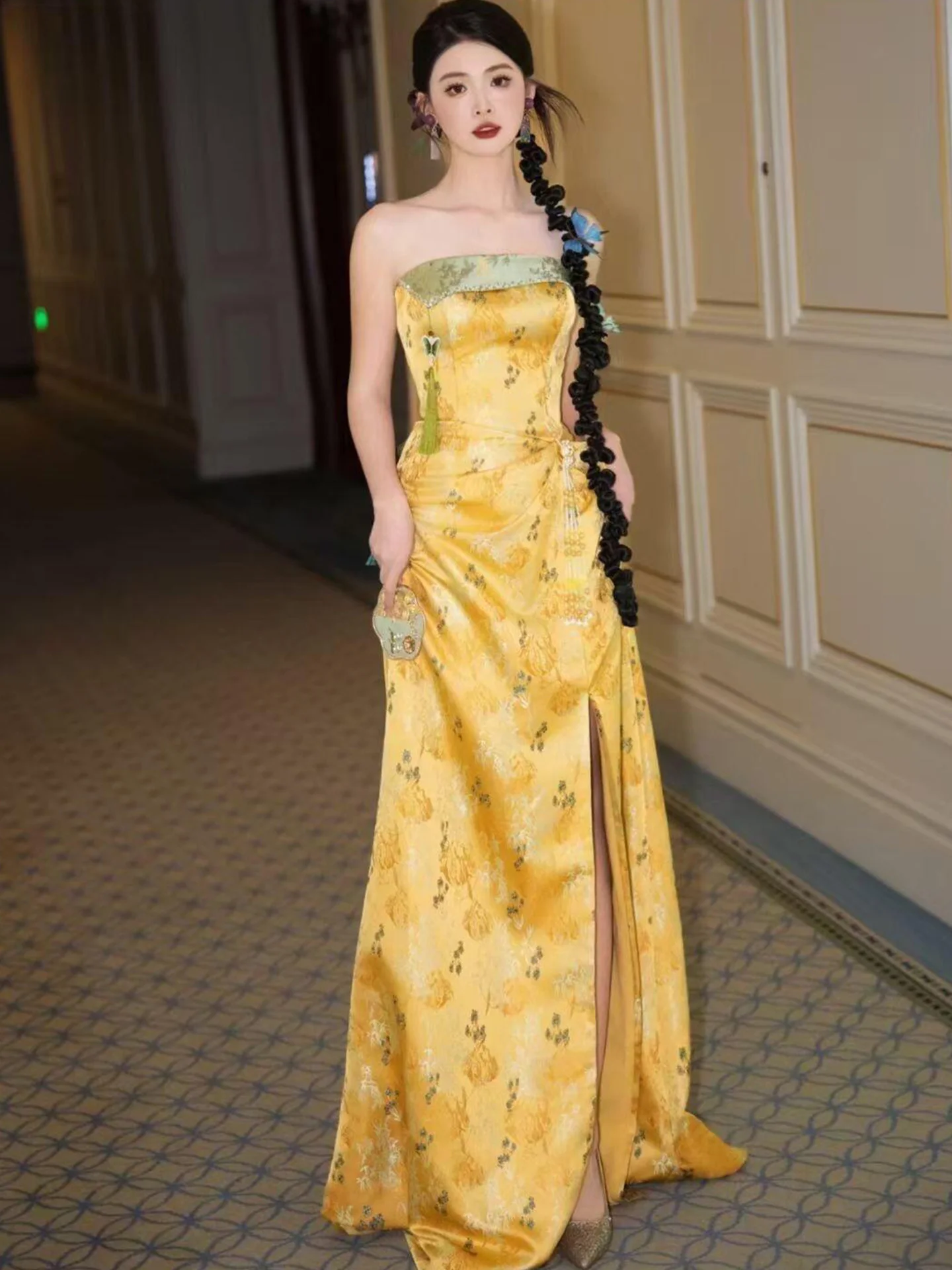 

Ele Chinese Sle Bridal Morning Robe Women's New Dr for Wedding Ceremony Long Svel Gown with Vintage Feel